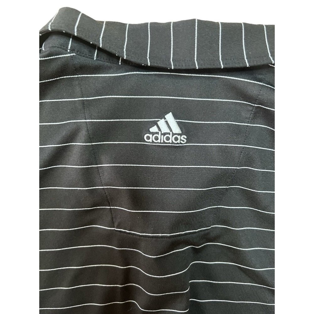 Adidas Mens Shirt Large White Black Polo Short Sleeve Golf Button Climalite EUC - Picture 7 of 7